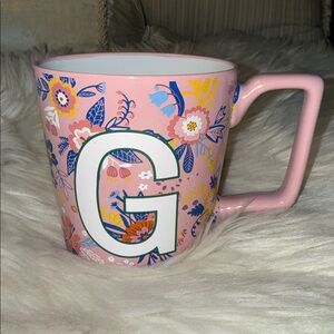 Floral Pink Monogram 'G' Mug. Kirkland Home Brand New!